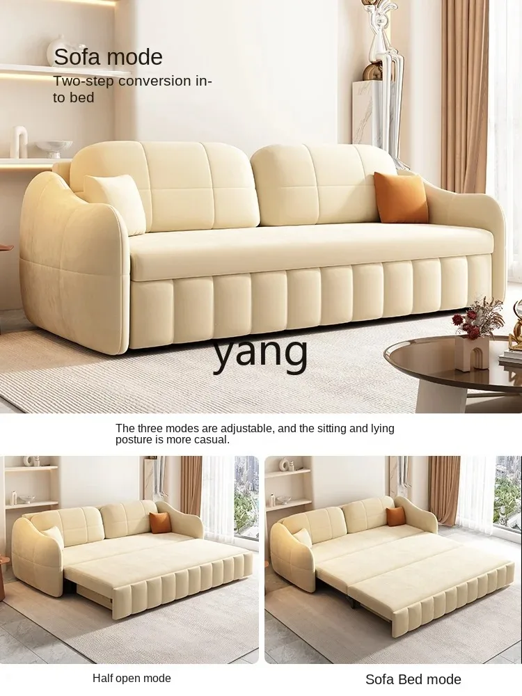 LMMCream Sofa Bed Foldable Dual-Purpose Multifunctional Retractable Bed Double Storage Cat Scratch Leather Sofa