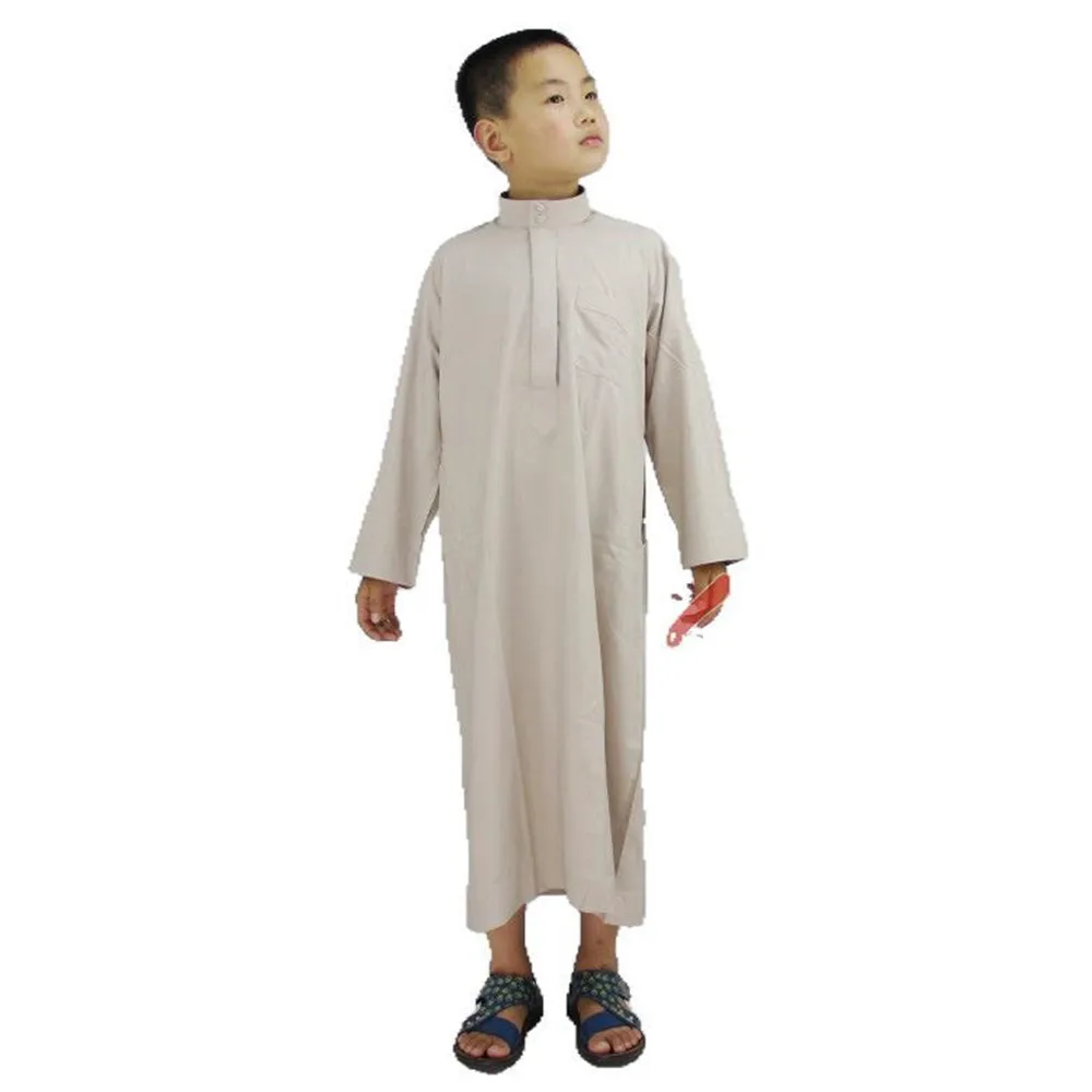 one cap for free Plain Thobe for Children (suit 95cm~155cm tall ) Jubba Soft Thawb Islamic Clothing Boy Robe