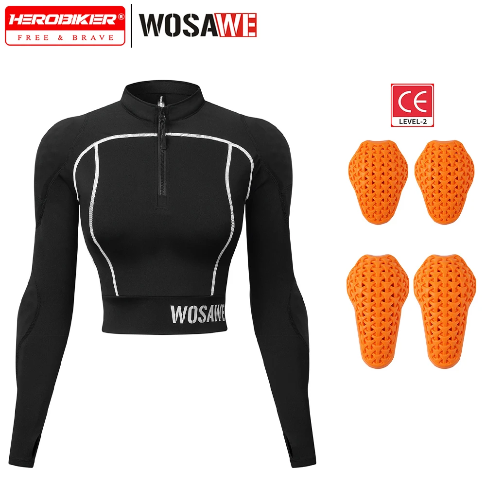 

WOSAWE Women Slim Motorcycle Soft Armor Jacket Anti-fall Motocross Riding Protective Gear Moto Clothing with CE Certification