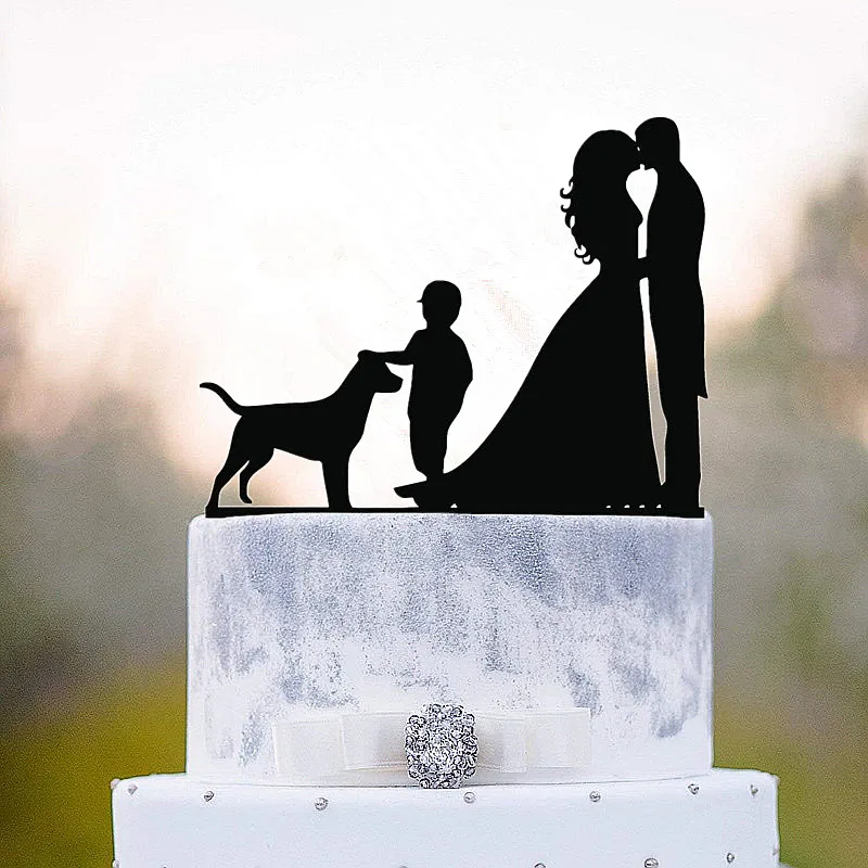 Family Style Cake Topper Wedding Party Kids Dog Anniversary Bridal Shower Decorations Kids Gift cake decor Rustic Wedding