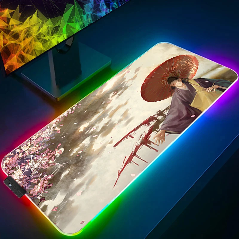 RGB Mouse Pad jujutsu Kaisen Geto Backlight Gaming Accessories Computer Speed Mini Pc Gamer Keyboard LED Desk Mat XXL Mousepad