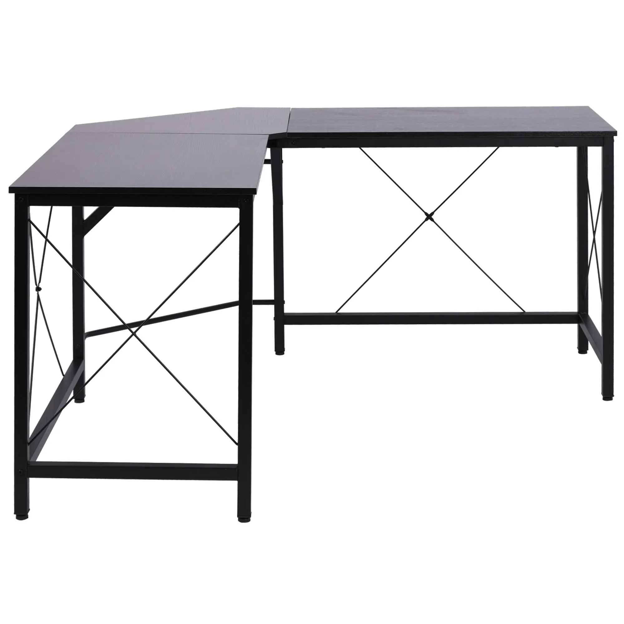 HOMCOM L-shaped desk with steel frame 150x150x76 cm black