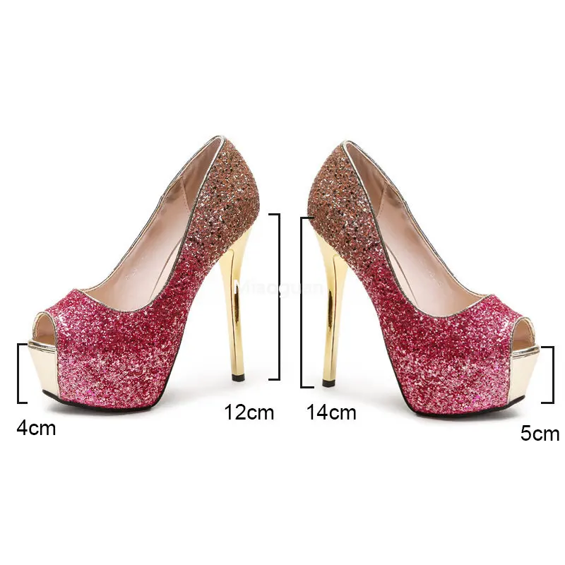 High Heels Platform Woman\'s Peep Toe Pumps Gold Silver Wedding Shoes Bridal Heels Banquet Ladies 2023 Elegant Women Heeled Shoes