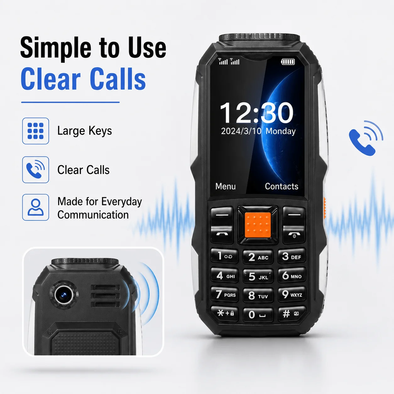 Mini Feature Phone Dual SIM Dual Standby Big Button Long Battery Dual Flashlight Portable Basic Mobile Phone Seniors Backup