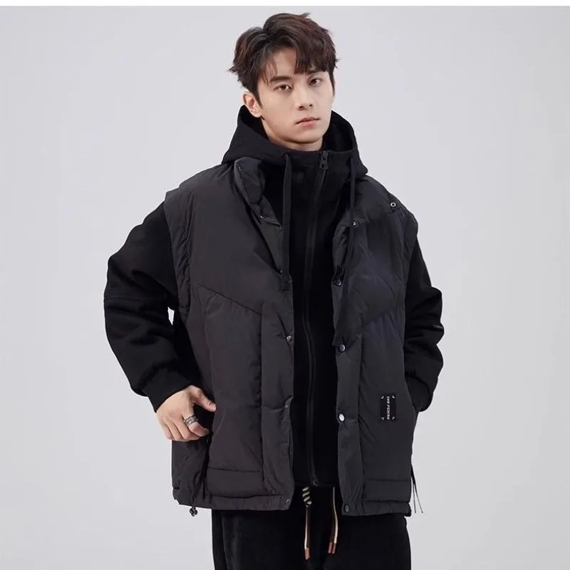 

Мужское свободное модное брендовое пальто для отдыха, теплое нишевое пальто в стиле ретро, модное пальто, новая теплая зимняя куртка с капюшоном на хлопковой подкладке