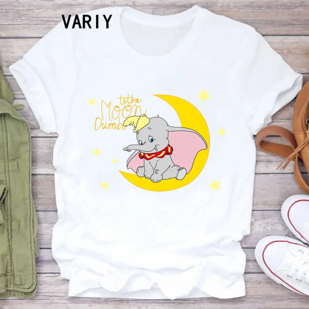 Fly Dumbo Kawaii T-shirt Women Harajuku Aesthetics Cute White Tops Casual Tshirt Print New Summer Fashion Y2k Female T Shirt