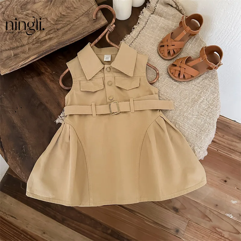 

Korean-style children's clothing, new summer sleeveless dress for girls, fashionable design workwear dress, tank dress for kids