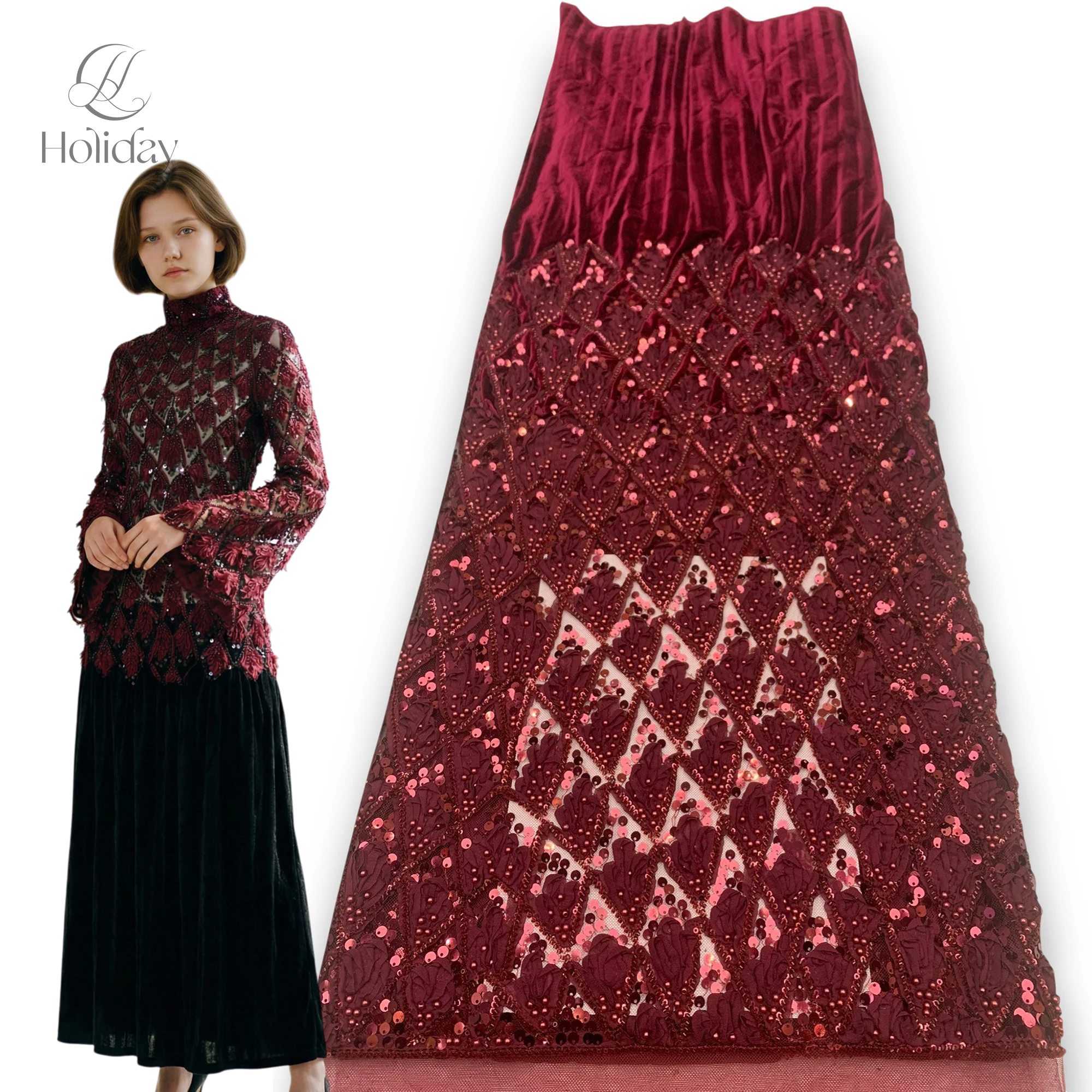 

Роскошная вышитая ткань с пайетками и бисером, сетчатое кружево, высококачественный бархат, контрастные цвета, свадебное платье, бальное платье