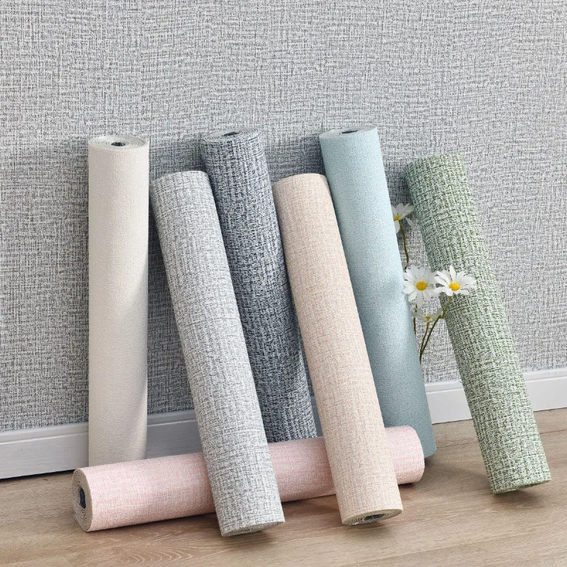 

Self adhesive 3D office wall decoration linen wallpaper living room bedroom waterproof and moisture-proof book room stickers