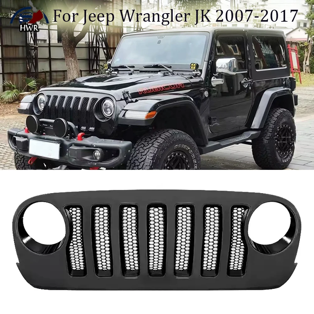 

Upgrade 2018 Look Style Front Grille Matte Black Retrofit Car Guard Grid For Jeep Wrangler JK 2007-2017 Replace Original Grille