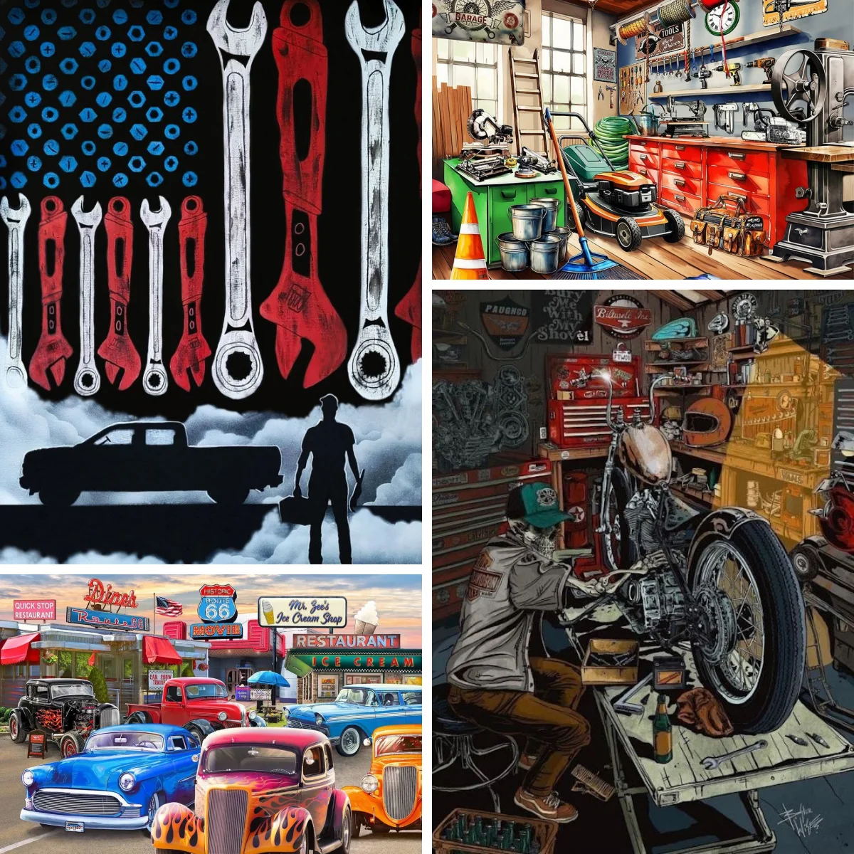

5D DIY Full Diamond Painting Mosaic Garage Tools Dad Gift Cross Stitch Needlework Diamond Embroidery for Grandpa Handyman Decor