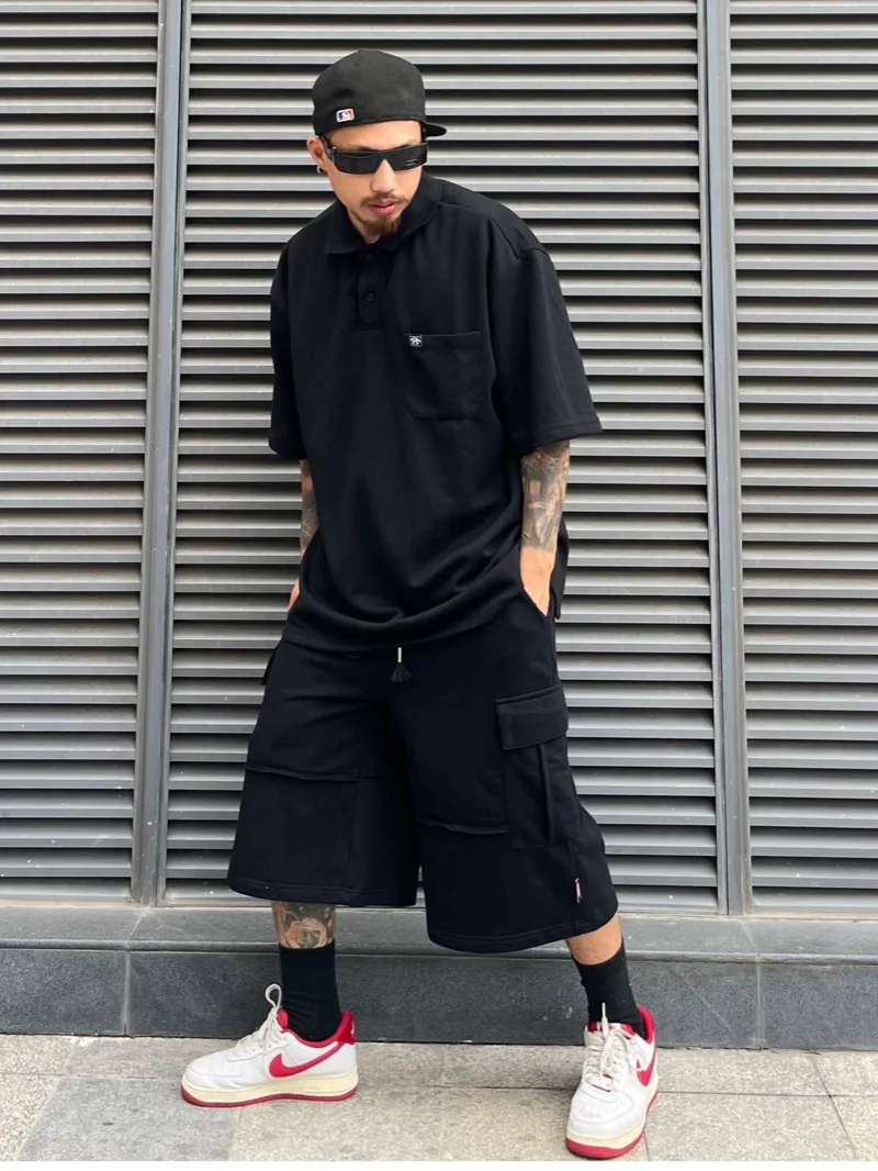 Men Casual Sweatpant Elastic Waist Streetwear Track Drawstring Capris Pants New Fashion Loose Trousers Hip Hop Baggy Joggers