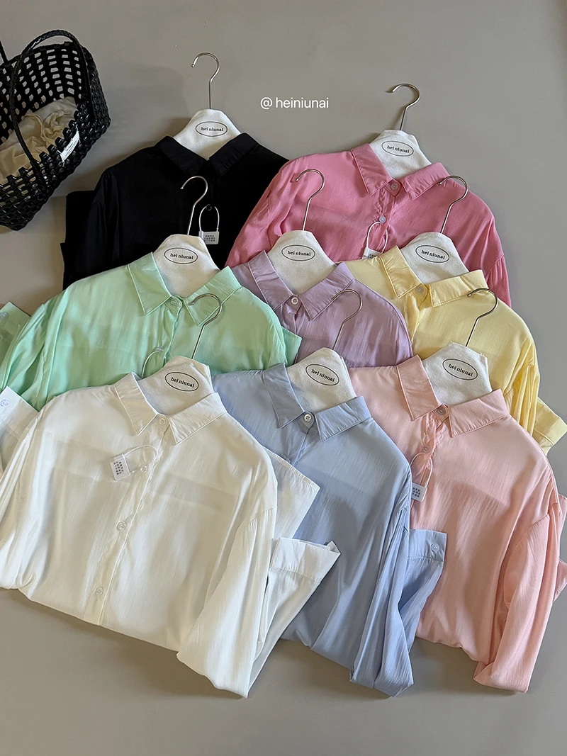 

Wedbleser Candy Colored Long Sleeved Sunscreen Shirt 2025 Summer Korean Version Women Artistic Versatile Loose Cardigan Trend