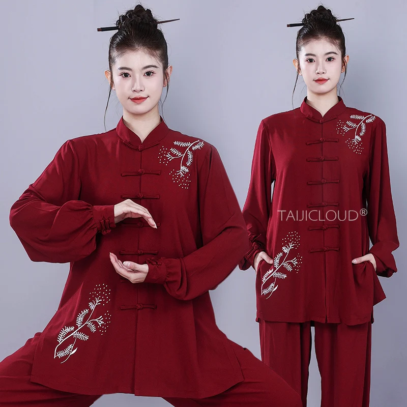 2025 Mid-Length Tai Chi Uniform for Women - Spring/Fall Martial Arts Competition Suit (Team Practice & Wushu Performance)