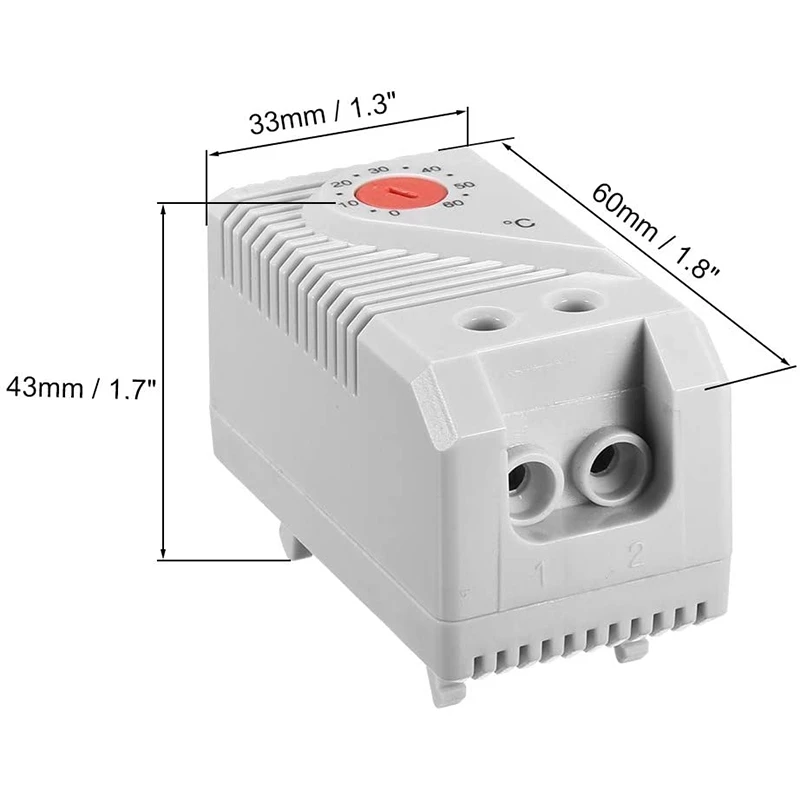 Mechanical Thermostat, KTO011 0-60Celsius Adjustable Compact Normally Close(N.C) Temperature Controller Switch,Red