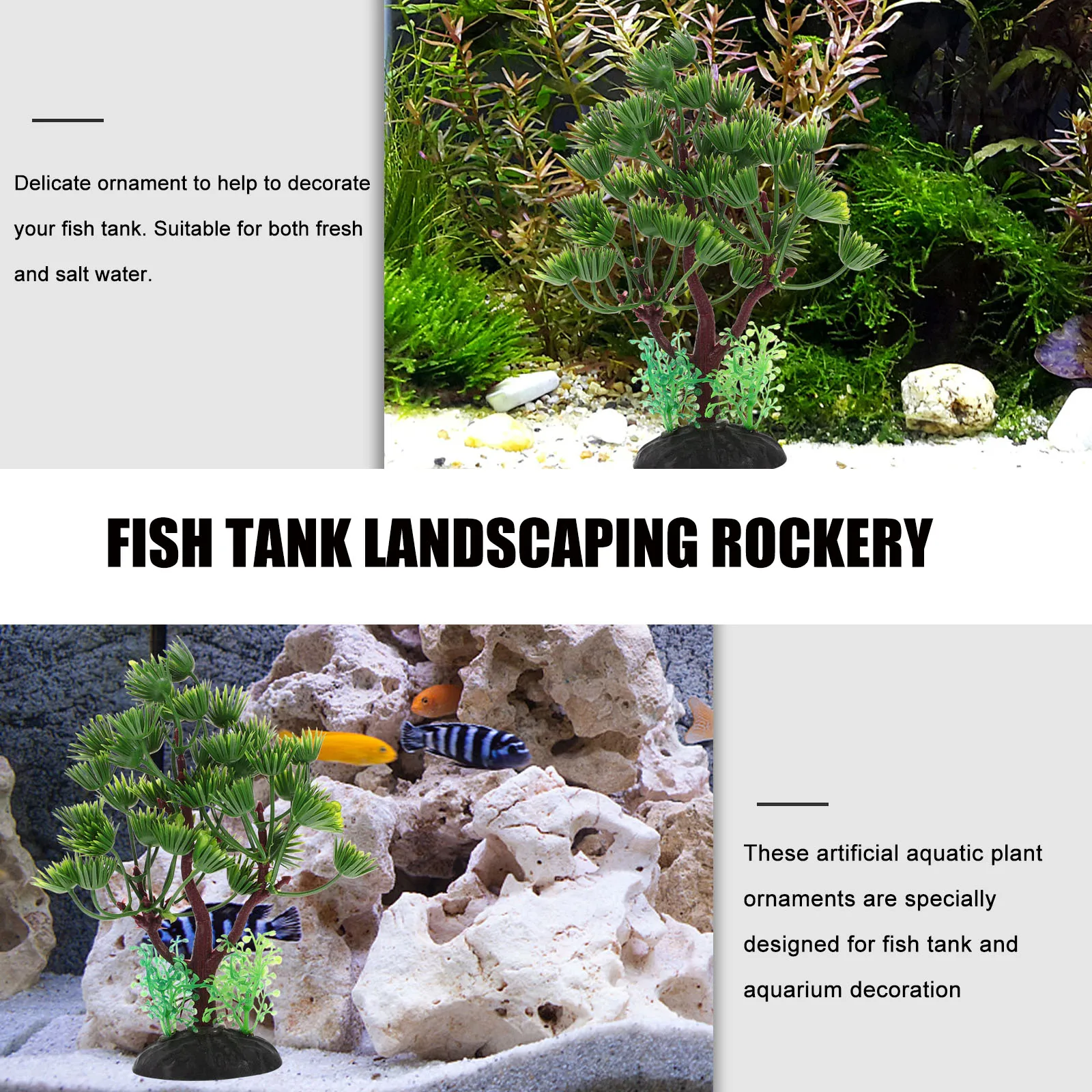 

2Pcs Artificial Water Plants Premium Plastic Aquarium Decor Fish Tank Reptile Terrarium Landscape Simulation Pet Supplies