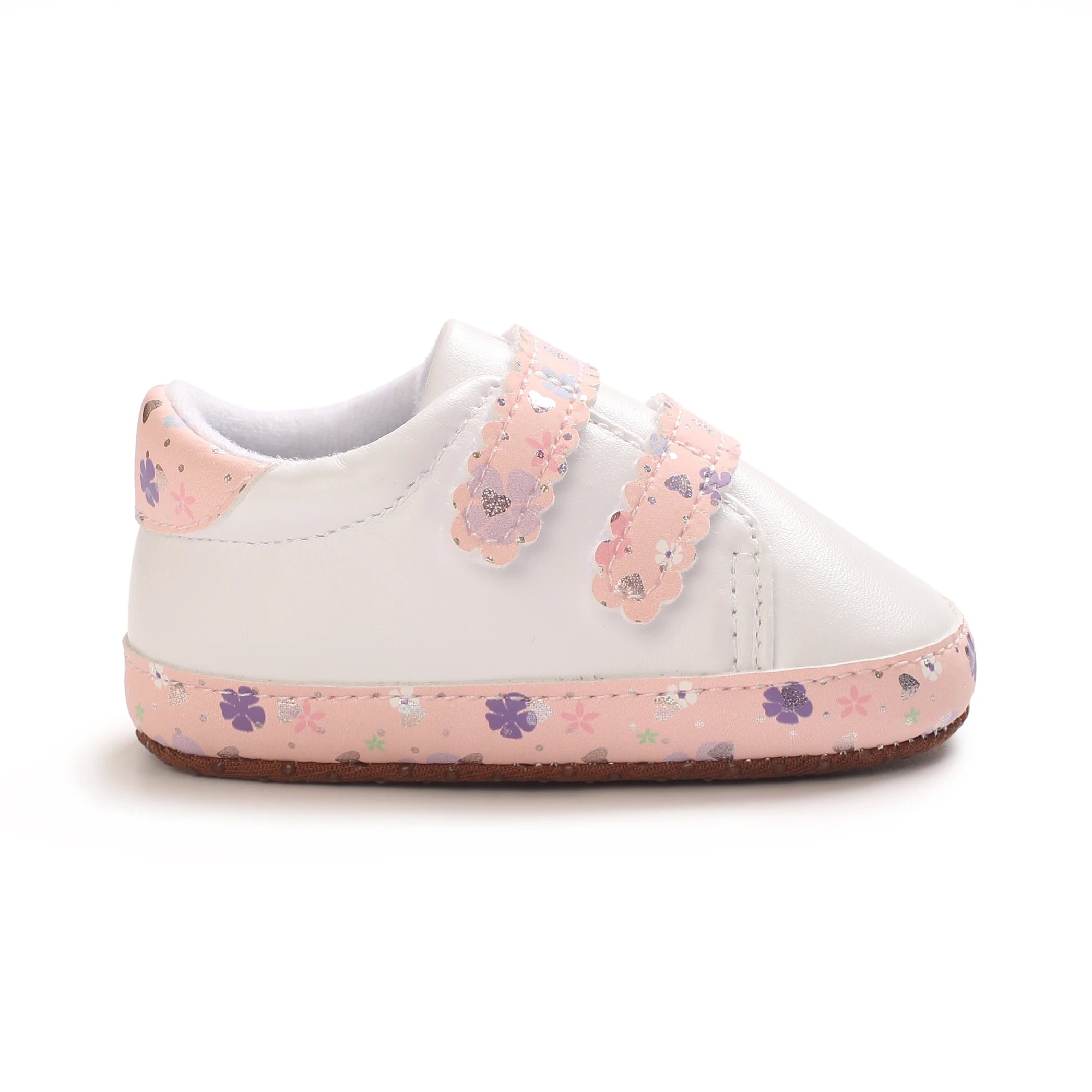 Niedliche Baby-Sneaker mit Blumendekor, weiche rutschfeste Sohle, Lauflernschuhe für Kleinkinder, doppeltes Klettverschlussband, atmungsaktiv, niedliche Babyschuhe für das Kinderbett. – Detail 18