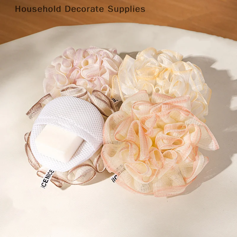 

2-в-1 шариковое полотенце для ванны, люфа с застежкой на шнурке для мыла, мягкая отшелушивающая сетка, губка для душа, уход за кожей, инструмент для купания