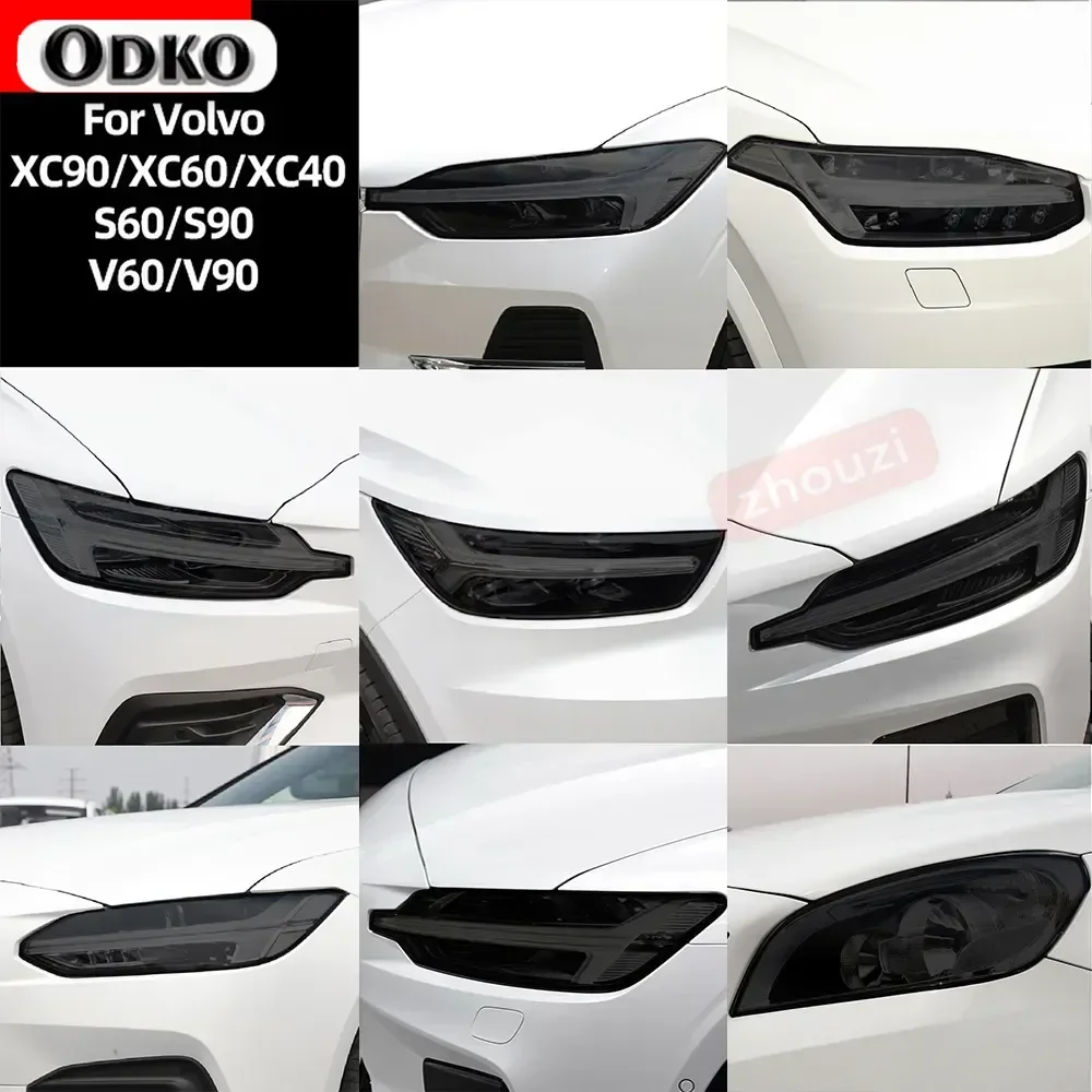 

2 Pcs Smoked Black TPU Sticker Transparent Car Headlight Protective Film For Volvo XC40 XC60 XC90 S60 S90 V60 V90 2020 2021 2022