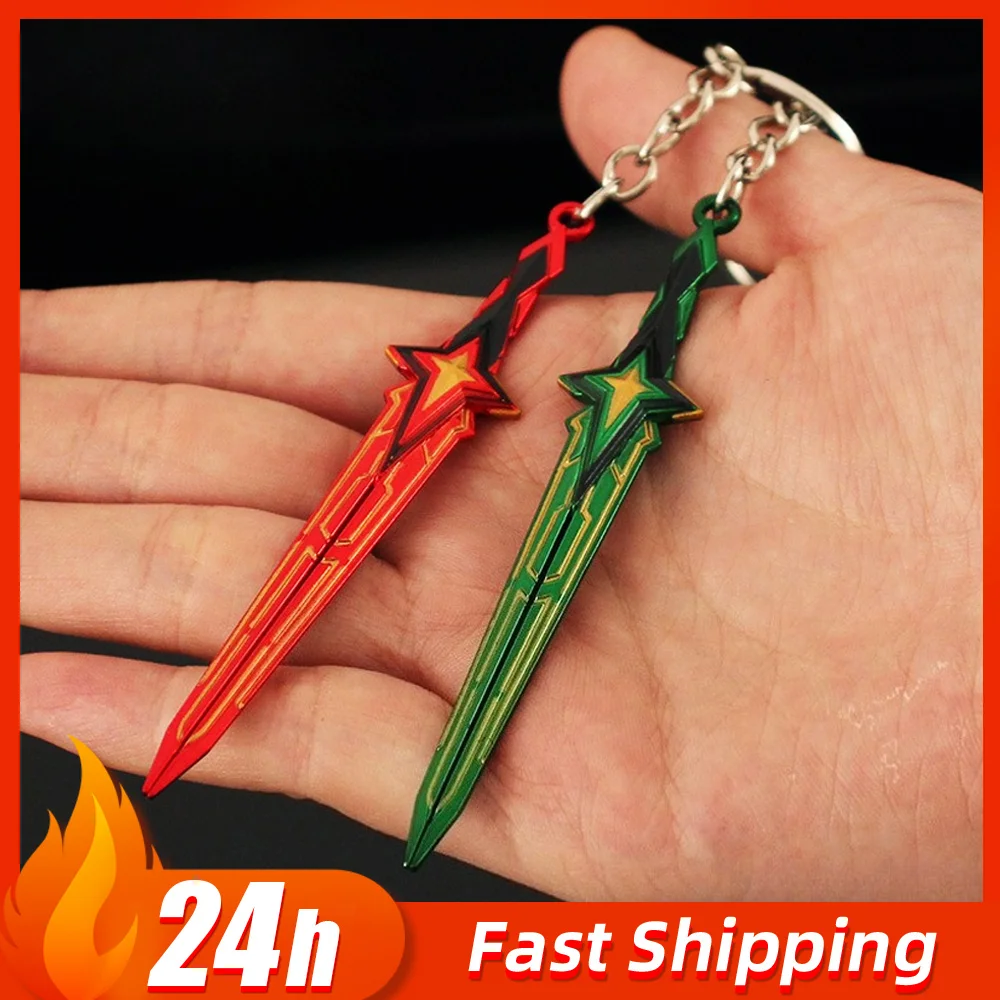 9 cm Valorant Mini Comet Schwert Waffen Modell Spiel Peripherie Metall Schlüsselanhänger Rucksack Anhänger Desktop Sammlerstück Ornament Junge Spielzeug
