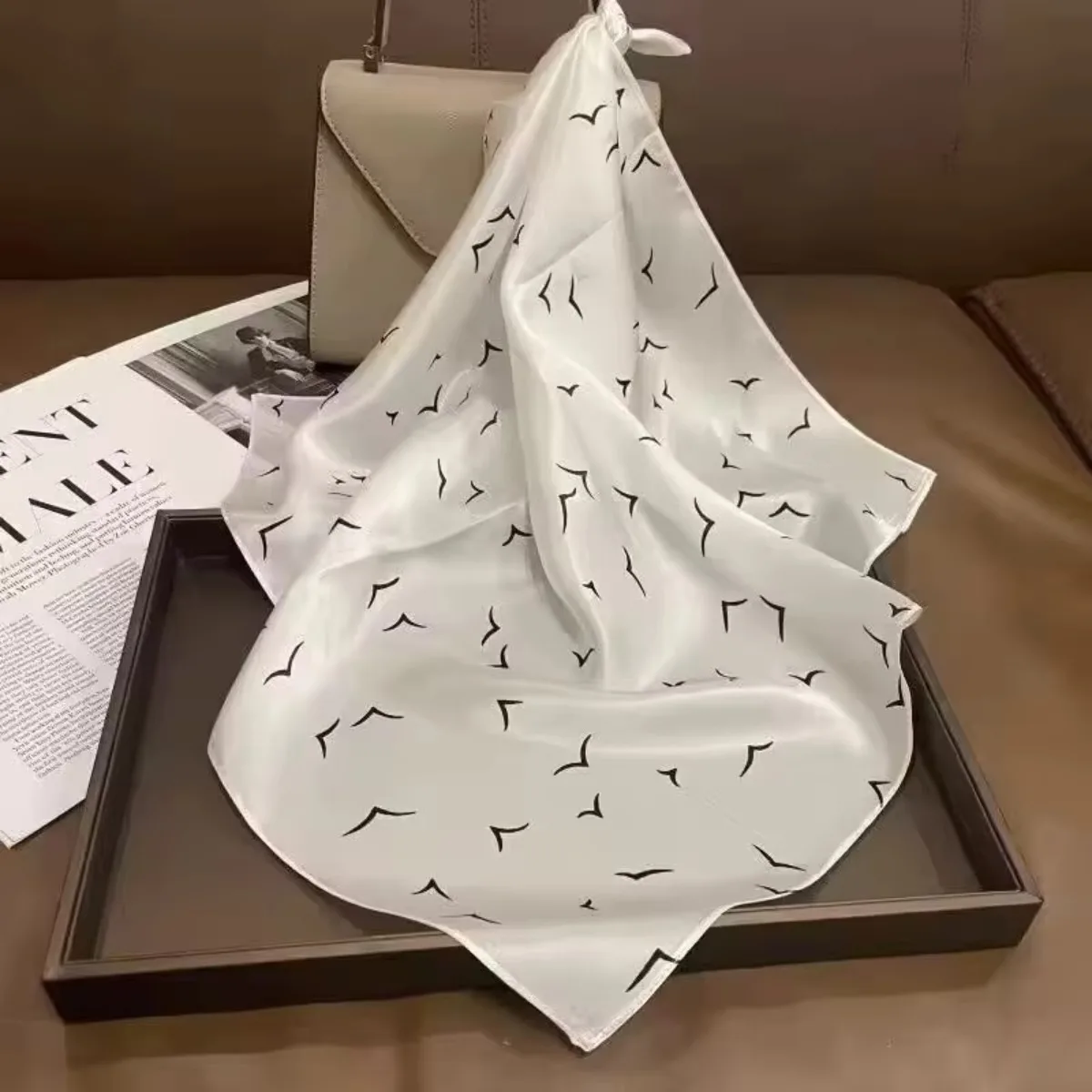 1PCS 70cm Women Square Scarf Silk Feel Printed Neck Scarf Headscarf Bandana Fashion Shawl Hair Wrap