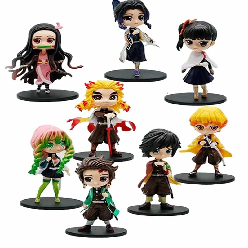 Figurki anime Demon Slayer Tanjiro Kamado Nezuko, kreatywne, personalizowane statuetki, modele, ozdoby, niespodzianki w pudełkach.