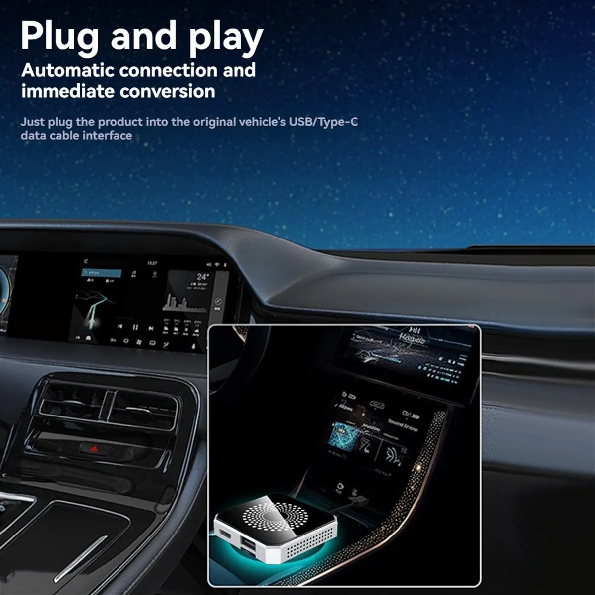 Punctual- Wireless Carplay to Android AI Box Carplay/Android Auto to Android 13 Supports Split-Screen Interaction with HD Port A