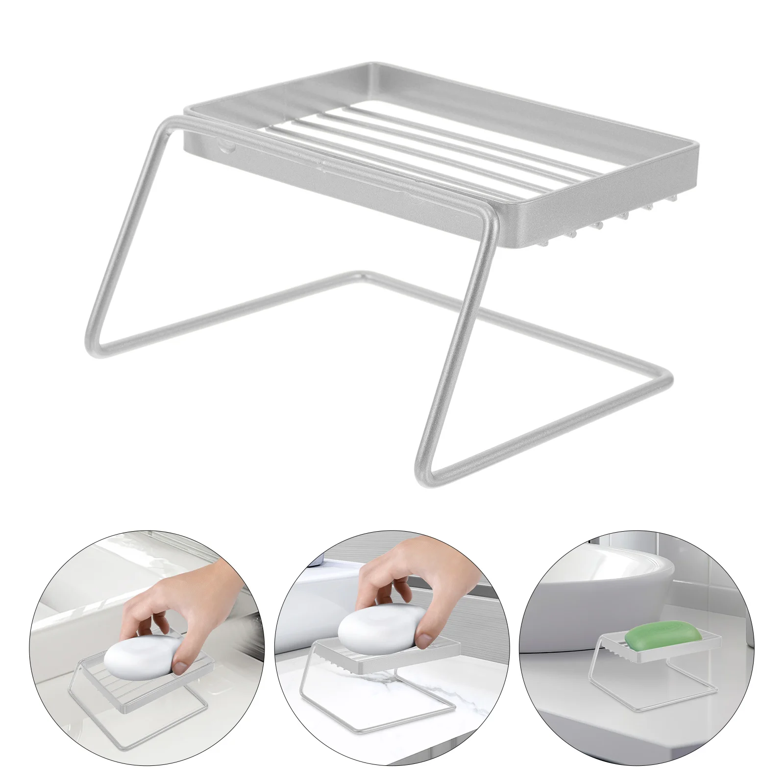 

Dish Soap Rack Bar Sponge Holder Sink Dispenser Tray Container Bathroom Self Draining