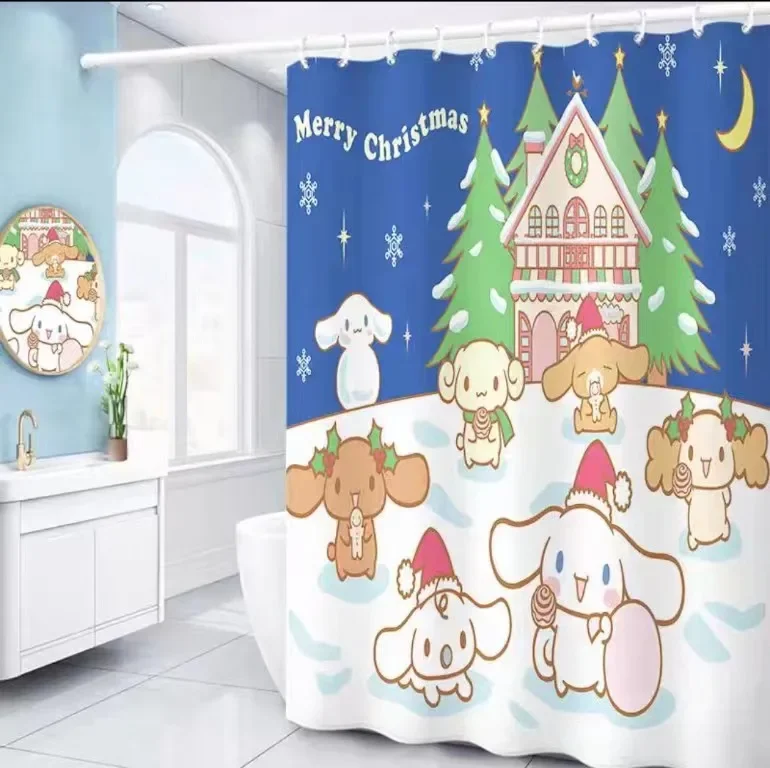 180*180cm Sanrio Cinnamoroll Anime Plush Cartoon Shower Curtains Thickened waterproof Curtain Bathroom accessories