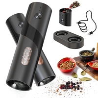 A96I-Electric Rechargeable Salt And Pepper Grinder Set Top-Refill Automatic Pepper Mill Grinder With Charging Base