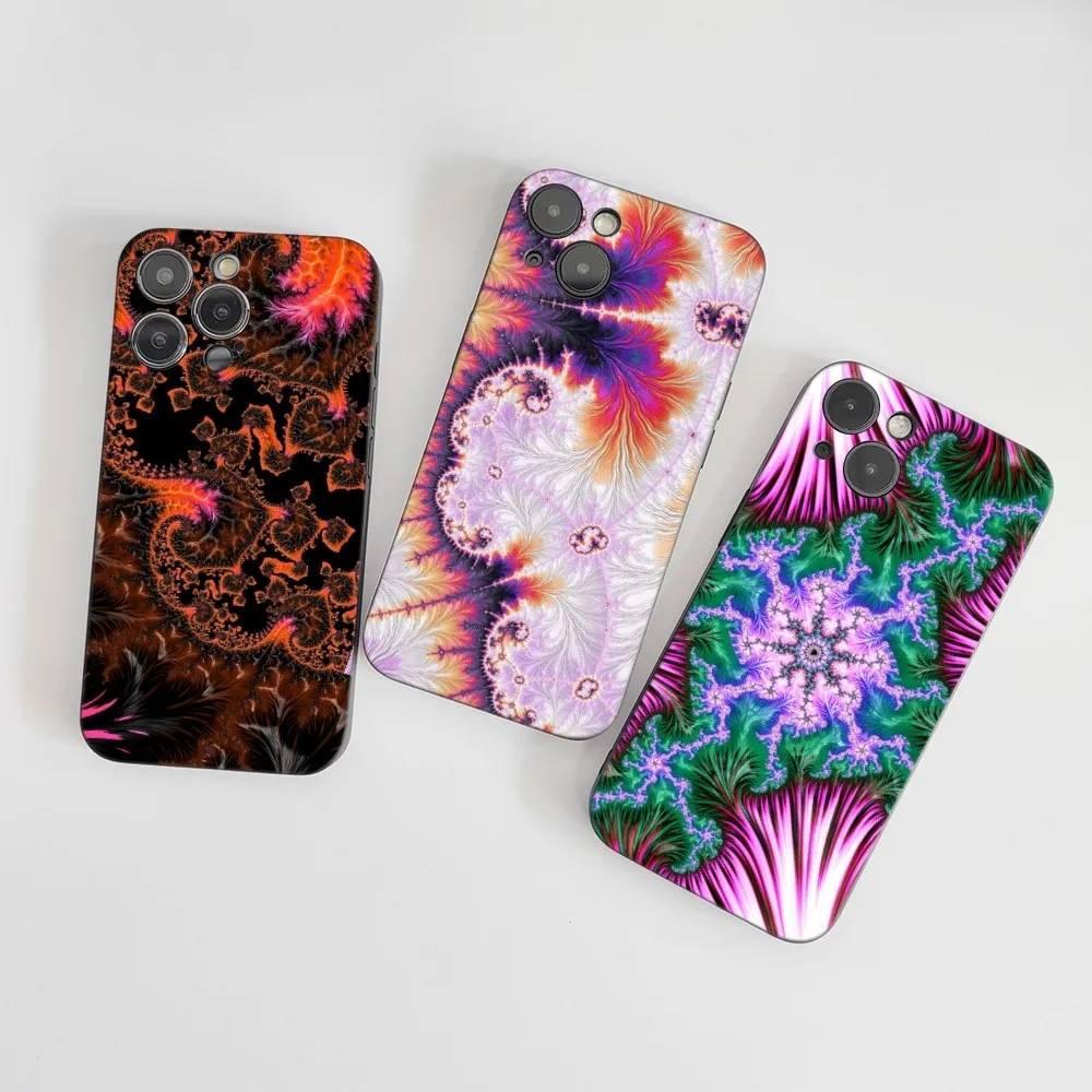 1pc Trippy Psychedelic Trance Fractal Phone Case Silicone Soft For IPhone 16 15 14 13 12 11 Plus Pro Max Plus