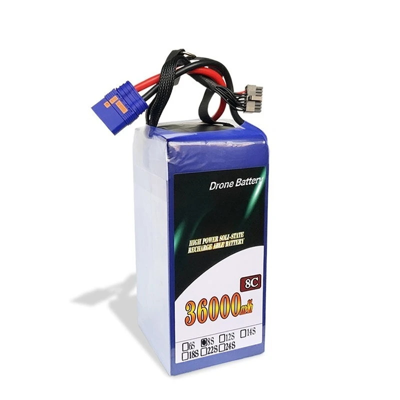 22.2V/29.6V 6S/8S 36Ah 8C Li-Po Solid State Battery for Plant Protection Drone Transportation UAVS Drone Rechargeable Batteries