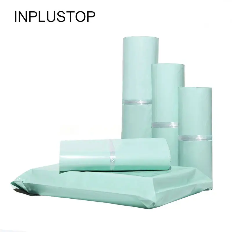 INPLUSTOP-Bolsa de almacenamiento para regalos de ropa, sobres de plástico para correo, envío, embalaje, bolsas de mensajería, verde claro