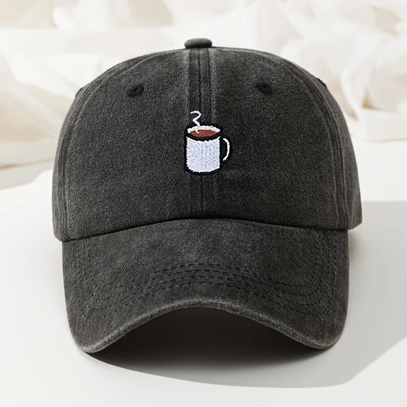 Baseball cap retro washed casual hat cup embroidered curved hip hop hat adjustable running fishing hat
