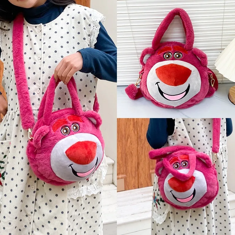 Disney New Winnie The Pooh Stitch Pluszowa torba na ramię Duża pojemność Dziewczęca torebka na ramię Cartoon Strawberry Bear Handbag