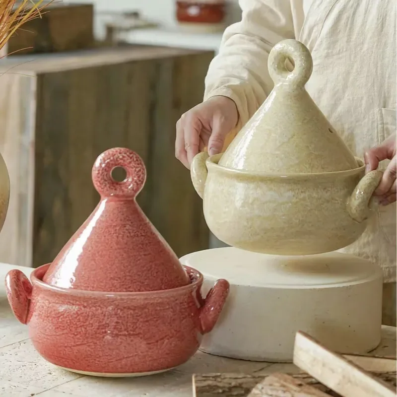 Japanese Style Ceramic Casserole Pot High Temperature Resistant Open Flame Soup Stew Cookware Household Kitchen Double Ear