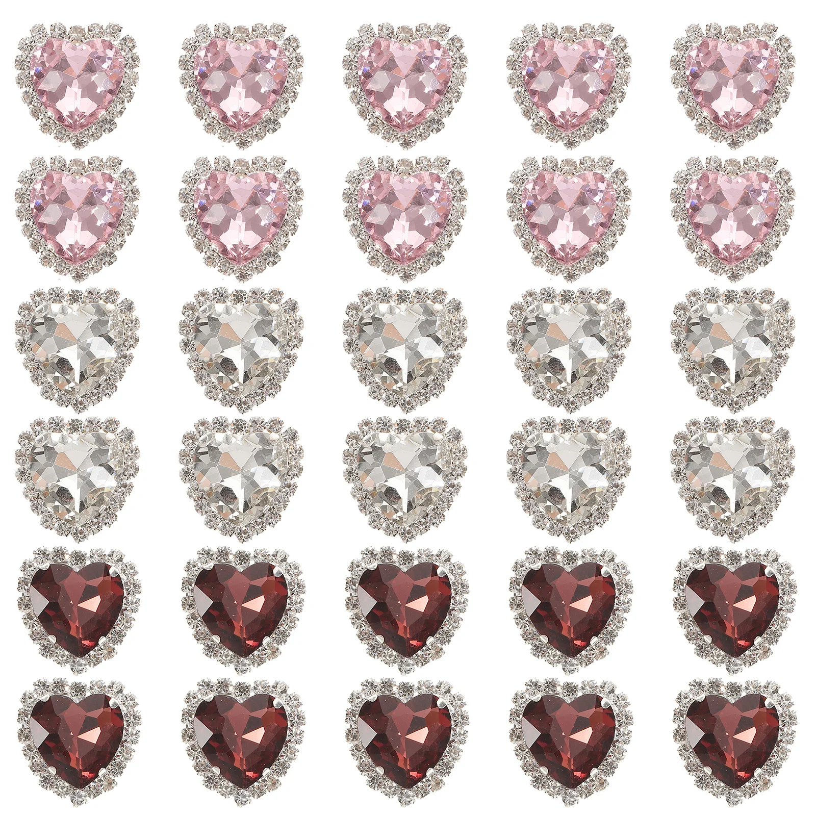 

30 шт., украшения из сплава в форме сердца со стразами для одежды «сделай сам», поделки ручной работы, альбом для вырезок, аксессуары для вечеринок, легкий вес тонкой огранки