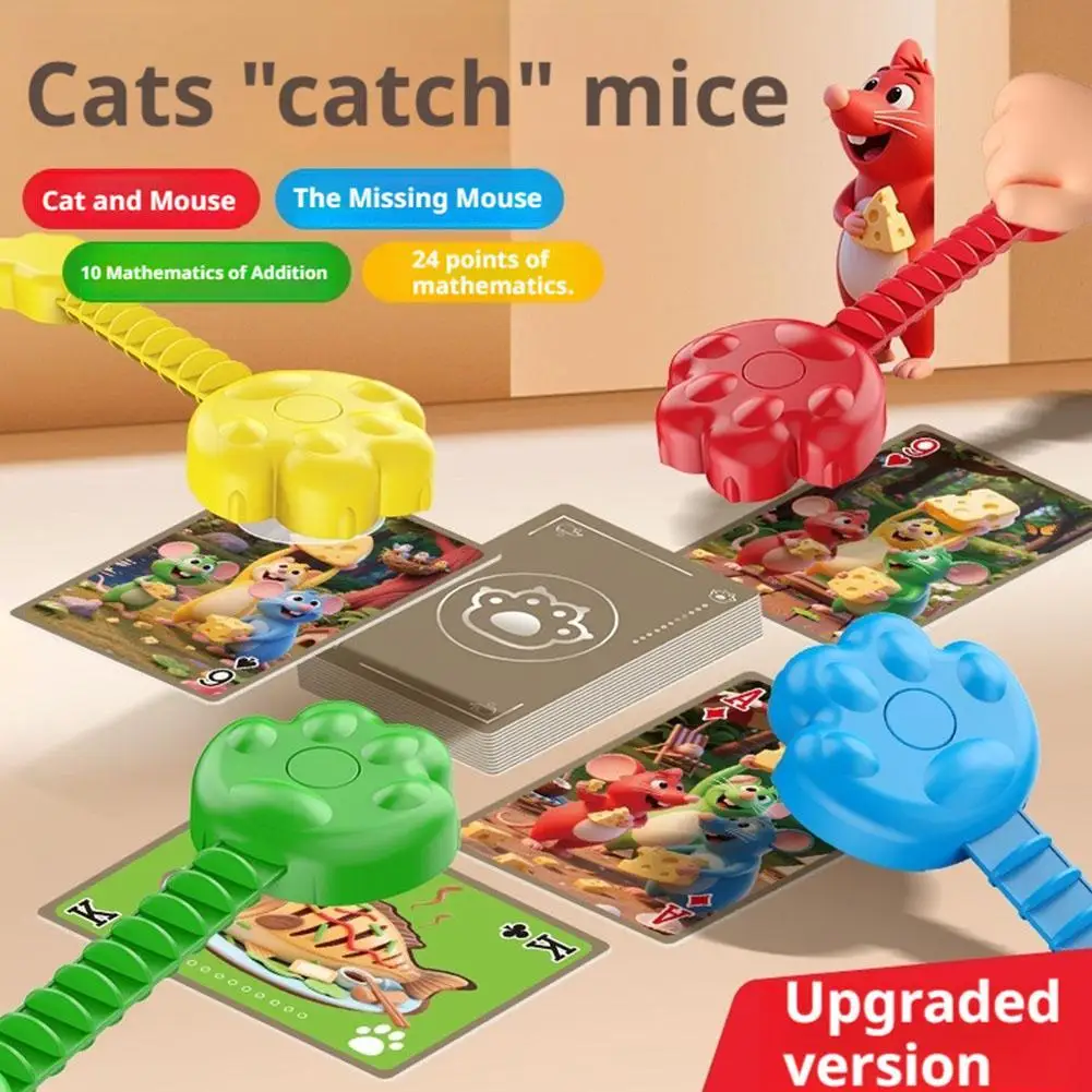 Cats Catch Mice Board Game Kids Fast Reaction Slap Cards Paw Hammer Tabletop Toy Family Party Interactive Strategy Gifts