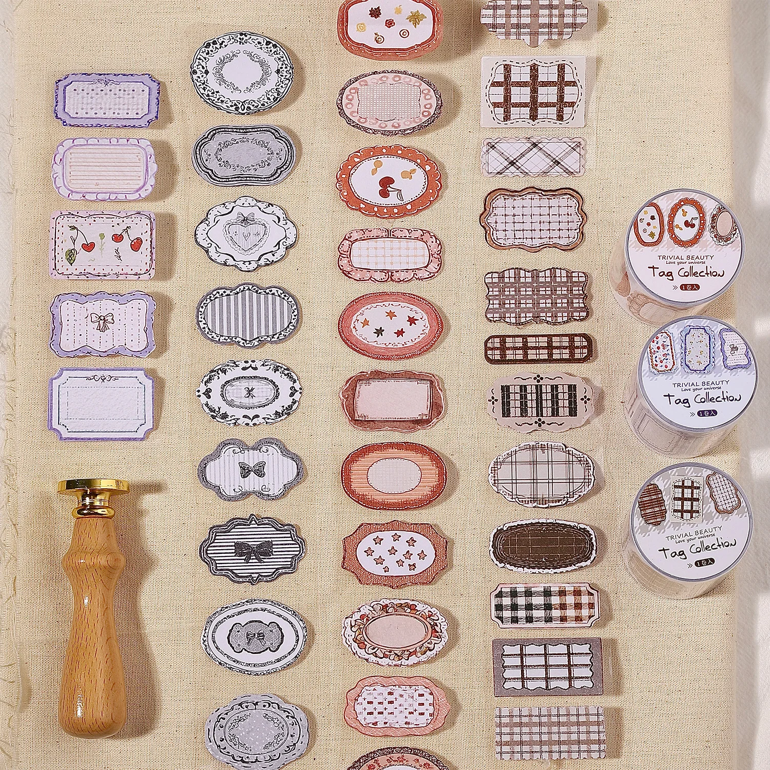 Tag Collection Series Vintage Baroque Lace Border Label Landscape Tape Creative DIY Journal Material Collage Stationery
