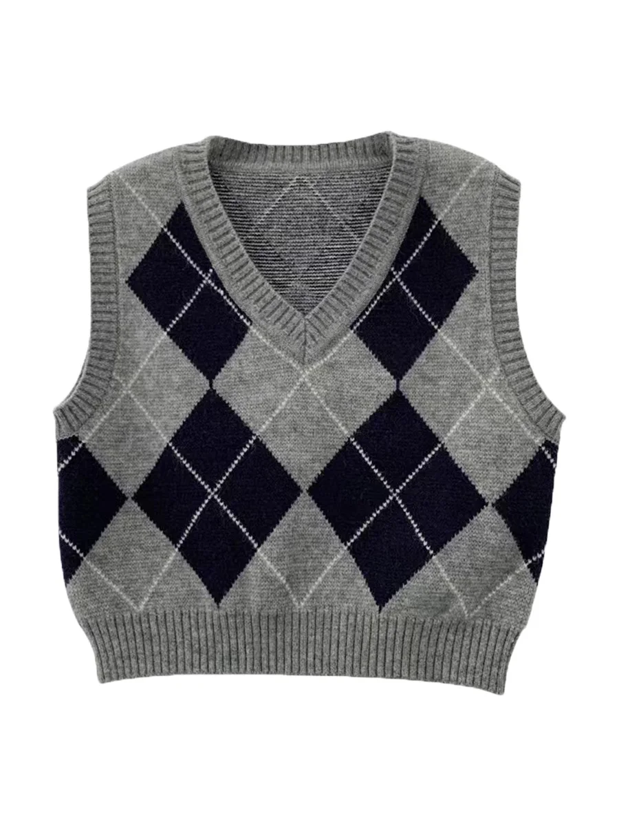 سترة نسائية متماسكة بدون أكمام، طبقة داخلية، ربيع 2025، مقاس صغير جديد، ستايل كوليج، كتف مكشوف، طول قصير، فتحة عنق على شكل V،...