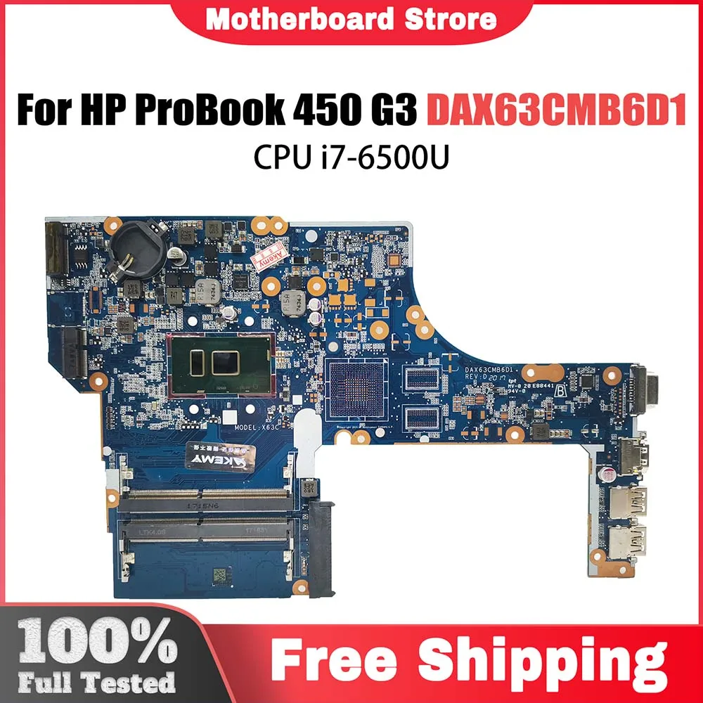 

855671-001 855669-601 Mainboard For HP Probook 450 G3 470 G3 Laptop Motherboard DAX63CMB6C0 DAX63CMB6D1 With I3 I5 I7 CPU DDR4