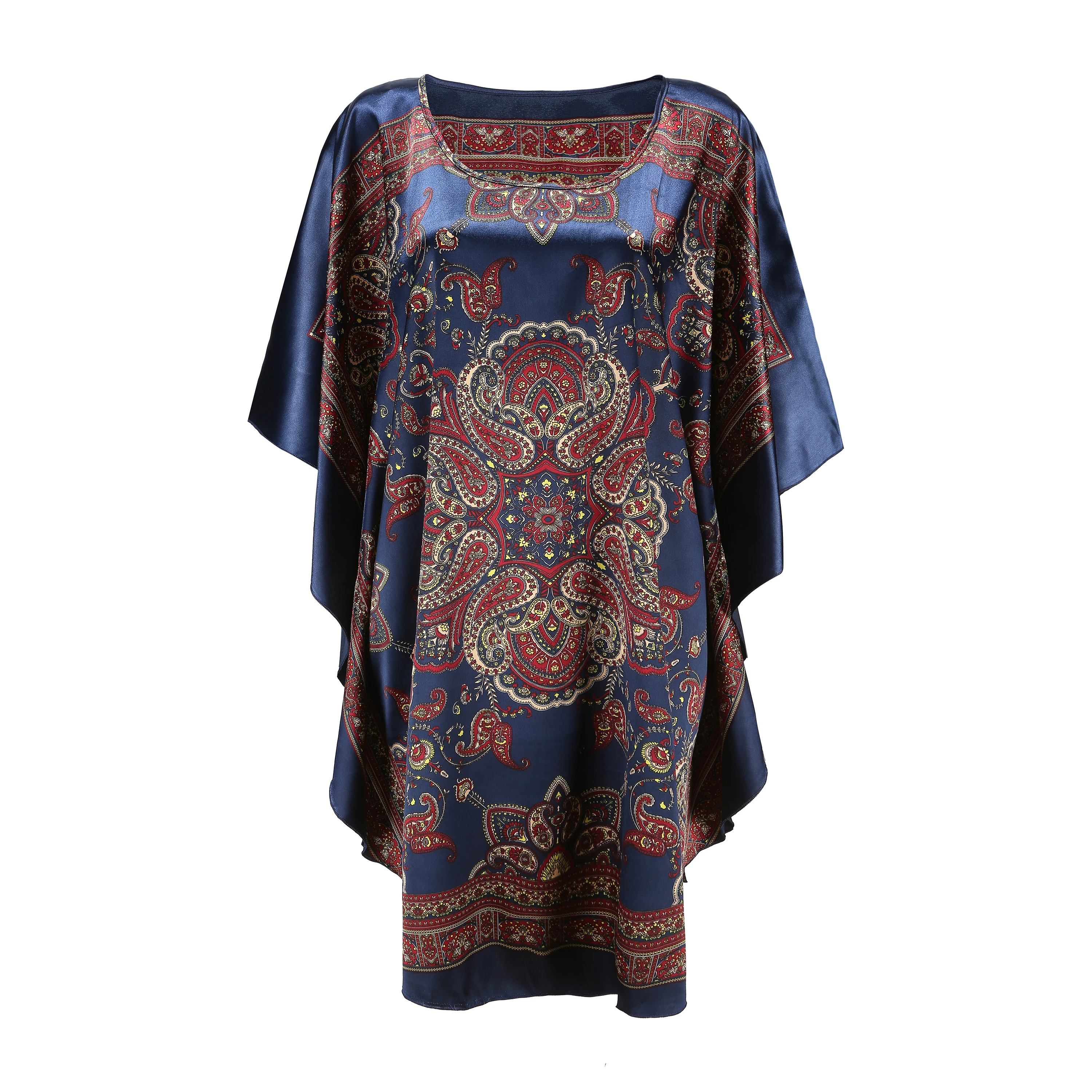 Sexy Female Silk Rayon Robe Bath Gown Nightgown Summer Casual Home Dress Printed Loose Sleepwear Plus Size Nightwear Bathrobe