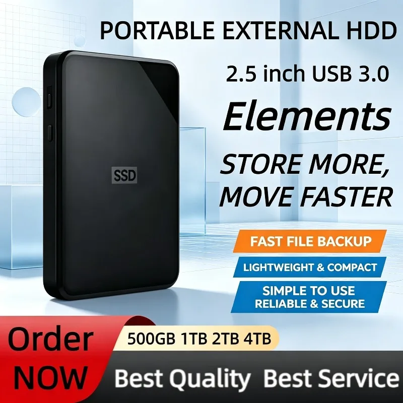 New 2.5" Elements External Hard Drive USB3.0 High-Speed Transfer On-the-Go Portable HDD 2TB 4TB External Storage Disk For Laptop