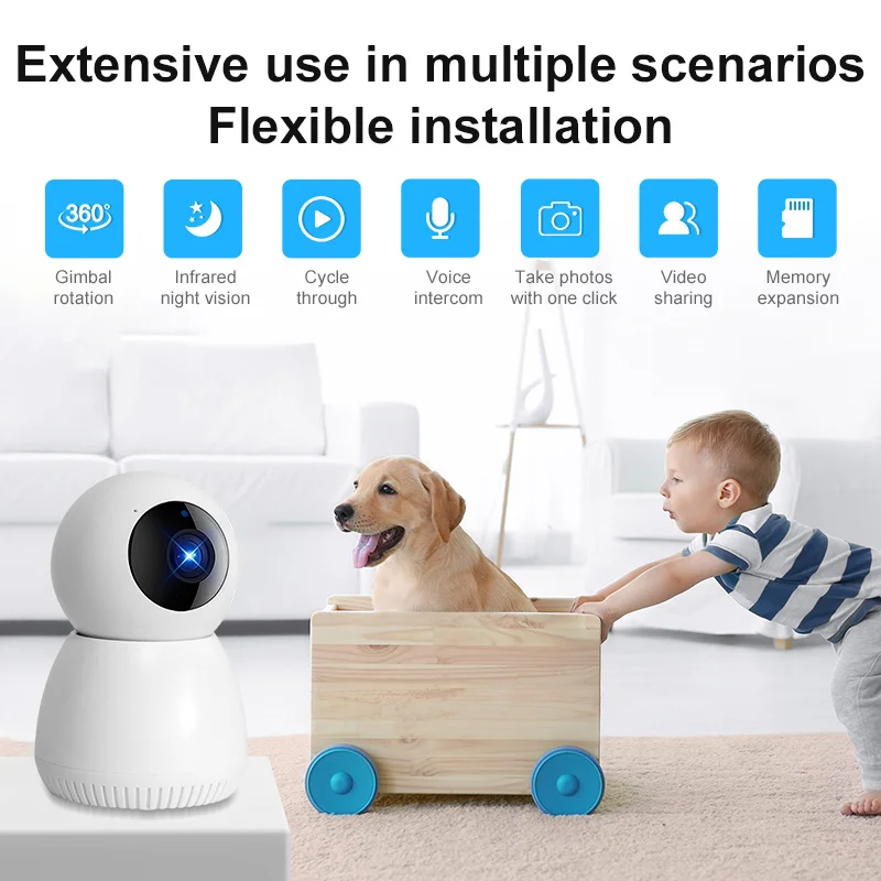 

Surveillance Camera 1080P WIFI Camera Home Security Camera Indoor Camera WIFI Baby Monitor Audio Video APP Control