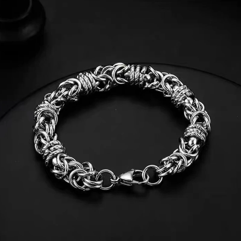 Stylish Men Bracelet Stainless Steel Texture Unique Toroidal Multilayer Craftsmanship Hand Wrist Jewelry for Daily Party