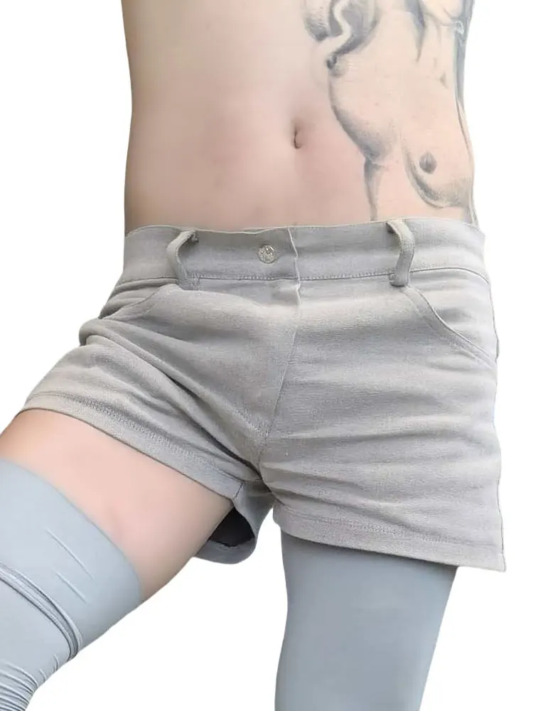 

Мужские шорты, сексуальные джинсы, повседневные модные узкие шорты-боксеры, облегающая клубная одежда, мужские брюки, летняя уличная одежда