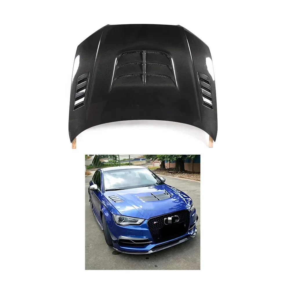 Audis A3 Accessories Real Carbon Fiber Bonnet For 2013-2018 Audis A3 S3 8V Upgrade V Style Audis A3 Hood