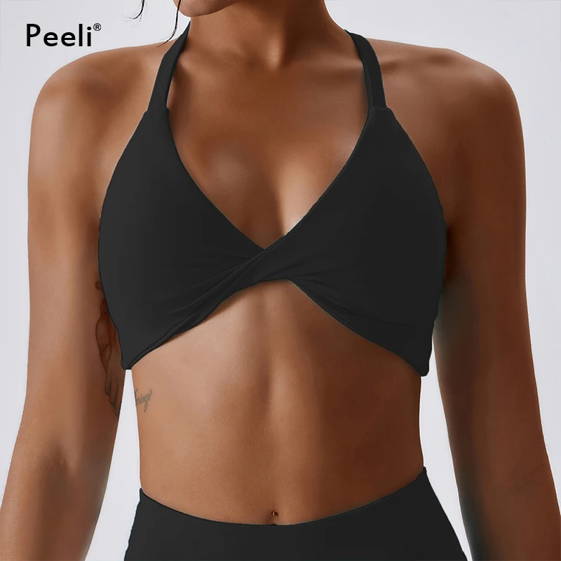 Push Up Sports Bra Backless Gym Yoga Bra Medium Support Sports Top Workout Fitness Tank Top Fitness Underwear Training Bralette