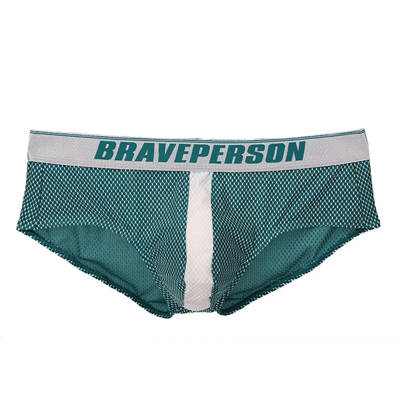 

Мужские трусы-брифы из жаккардовой сетки, дышащие, с низкой посадкой, с контрастным логотипом на поясе, полупрозрачные, в полоску, удобные для повседневной носки