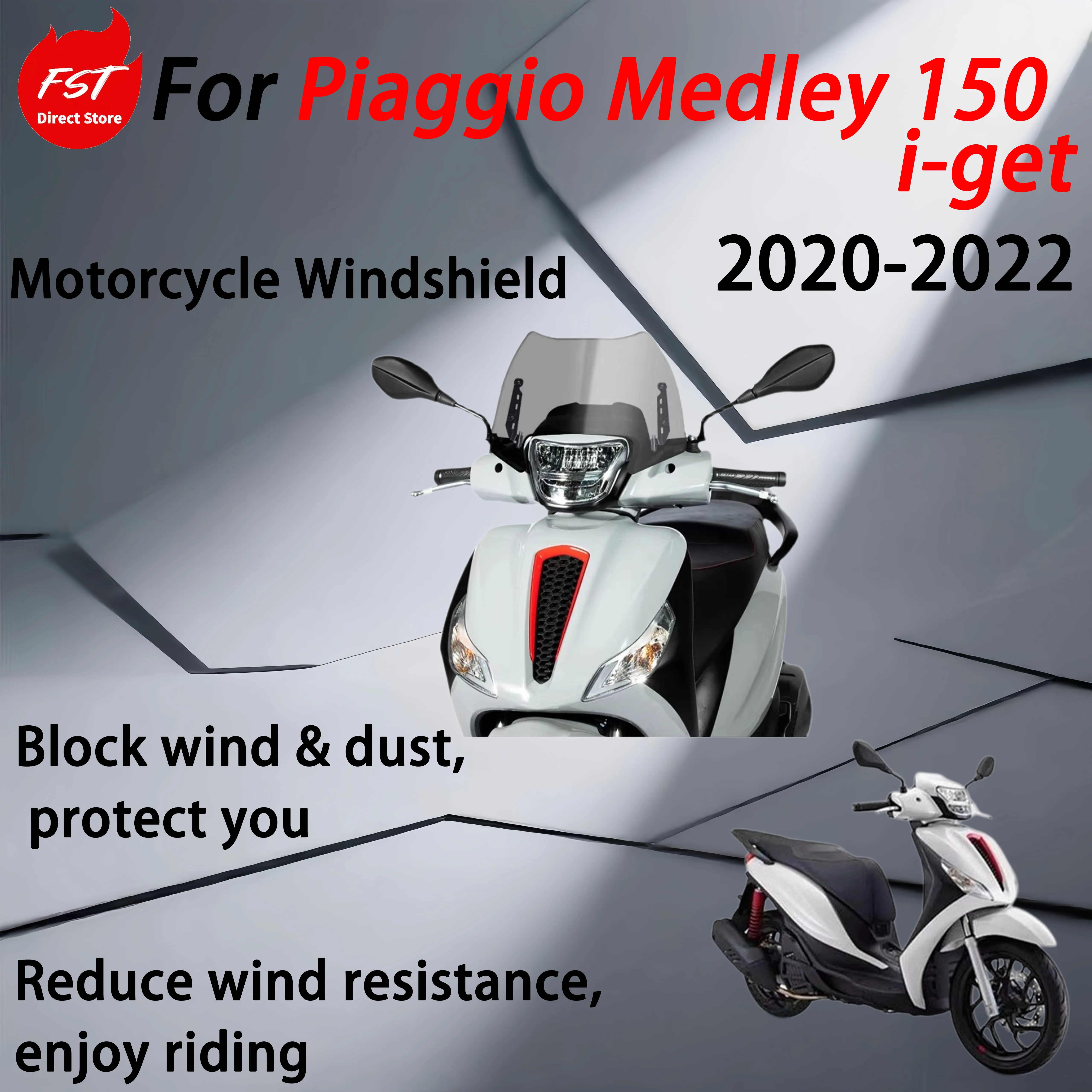 For Piaggio Medley 150 i-get 20-22 model upgrade accessories - windshield J Racing Edition front windshield windscreen guard